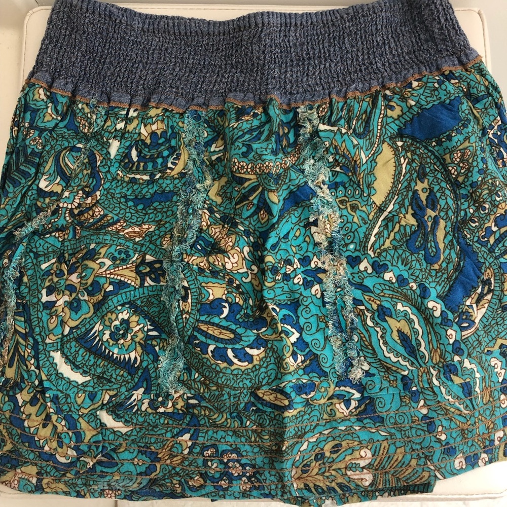 Skater skirt with denim stretch waist